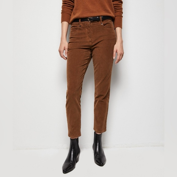 Nili Lotan Pants - Nili Lotan Bradford Pant Corduroy Ankle Length Stretch In Chestnut Brown Size 2